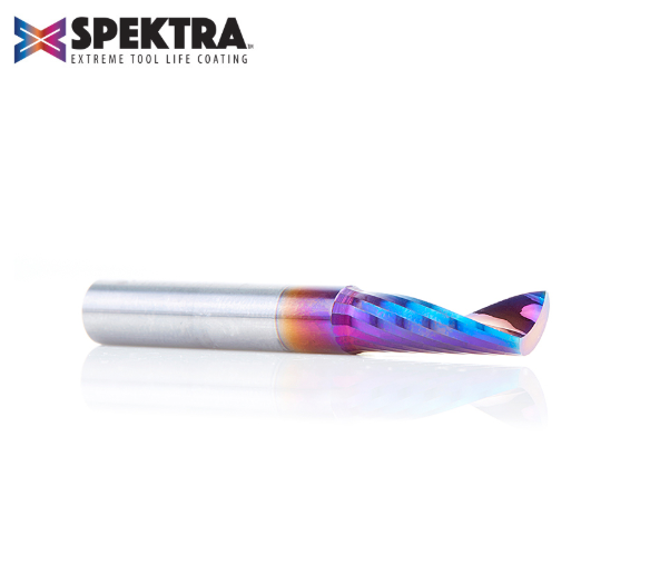 51404-K Solid Carbide CNC Spektra™ Extreme Tool Life Coated Spiral O Flute Plastic Cutting 1/4 Dia x 3/4 x 1/4 Inch Shank Up Cut Router Bit