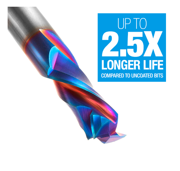 46171-K CNC Solid Carbide Spektra™ Extreme Tool Life Coated Compression Spiral 3/8 Dia x 7/8 x 3/8 Inch Shank
