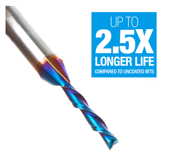 46225-K Solid Carbide Spektra™ Extreme Tool Life Coated Spiral Plunge 1/8 Dia x 13/16 x 1/4 Inch Shank