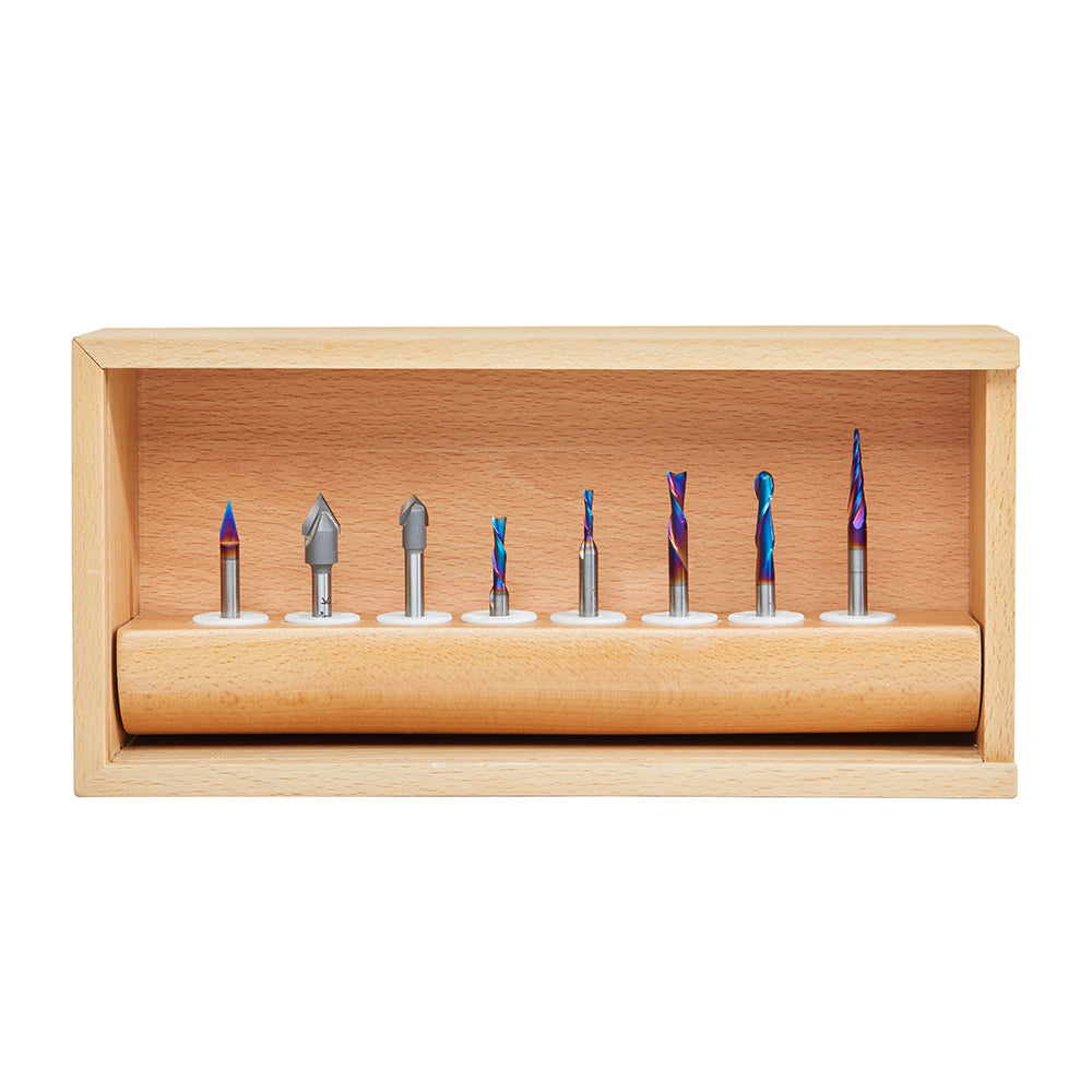 AMS-174 8 Pc General Purpose CNC Router Bit Collection Iii 1/4 Inch Shank